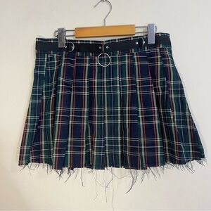 Current Mood Blue Pink Pleated Skater Mini Skirt